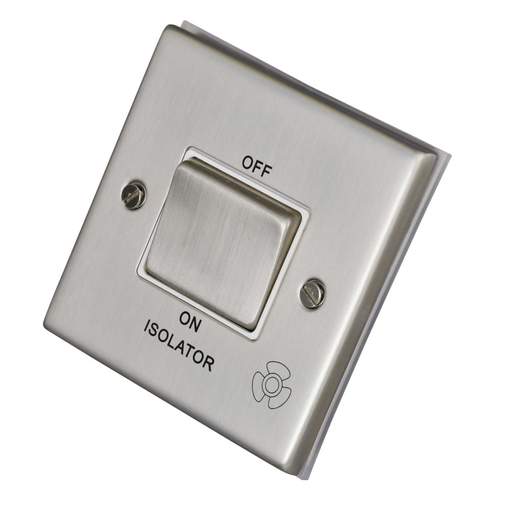 LGA Selectric 7M-Pro 10A Triple Pole Fan Isolator Metal / White Insert Satin Chrome