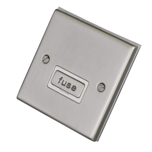 LGA Selectric 7M-Pro 13A Unswitched Fused Spur Metal / White Insert Satin Chrome