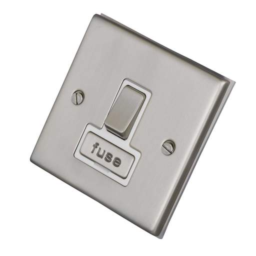 LGA Selectric 7M-Pro 13A DP Unswitched Fused Spur Metal / White Insert Satin Chrome