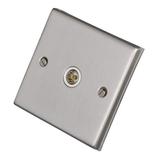 LGA Selectric 7M-Pro 1 Gang TV Socket White Insert Satin Chrome