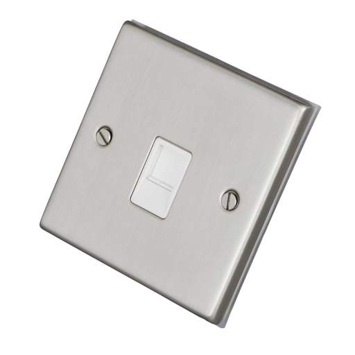 LGA Selectric 7M-Pro 1 Gang RJ45 Data Socket White Insert Satin Chrome