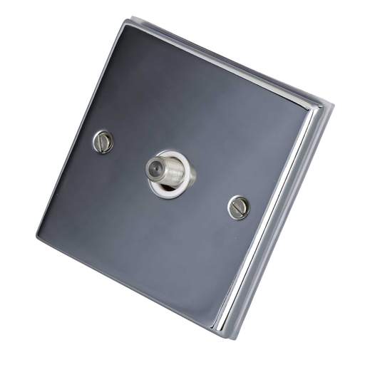 LGA Selectric 7M-Pro 1 Gang Satellite Socket White Insert Polished Chrome