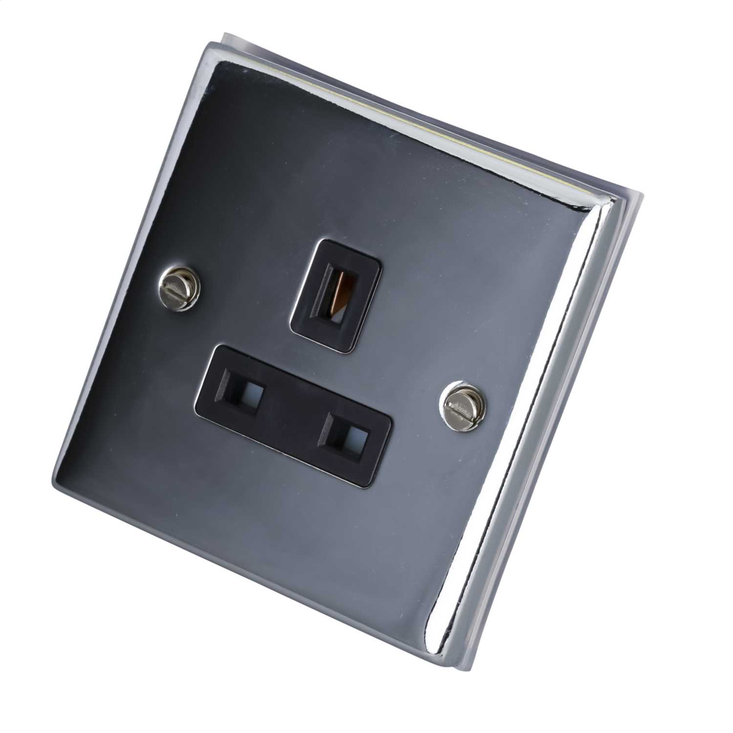 LGA Selectric 7M-Pro 13A 1 Gang Unswitched Socket Metal / Black
