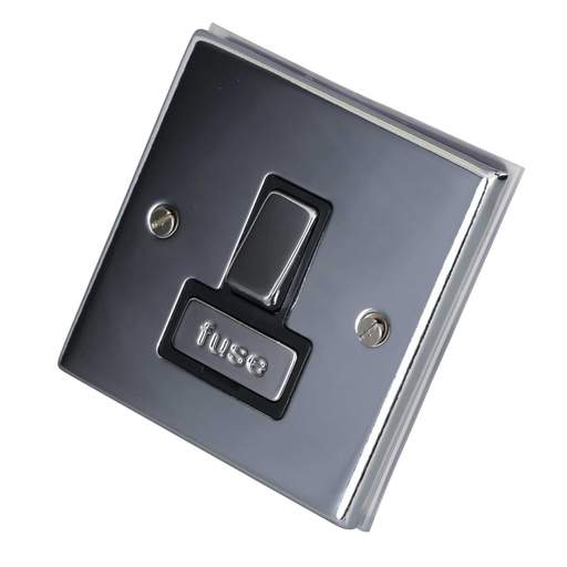 LGA Selectric 7M-Pro 13A DP Unswitched Fused Spur Metal / Black Insert Polished Chrome