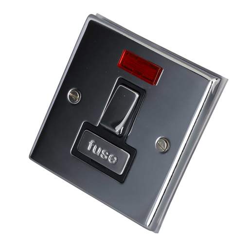 LGA Selectric 7M-Pro 13A DP Unswitched Fused Spur Neon Metal / Black Insert Polished Chrome