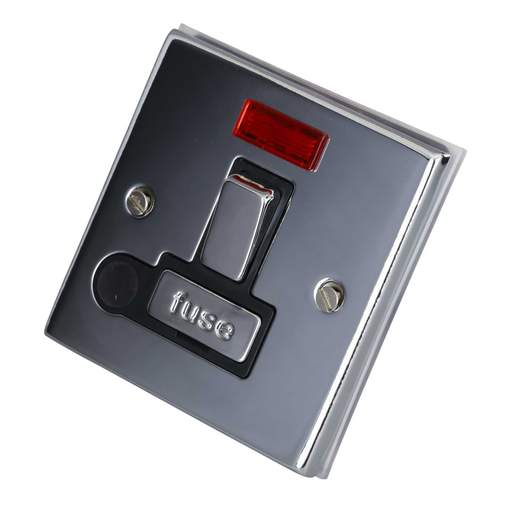LGA Selectric 7M-Pro 13A DP Switched Spur Neon F/Outlet Metal/Black Insert Polished Chrome