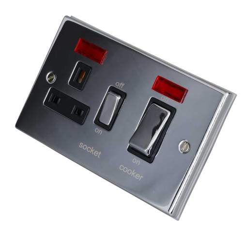 LGA Selectric 7M-Pro 45A Cooker Control Unit with Neon Metal / Black Insert Polished Chrome
