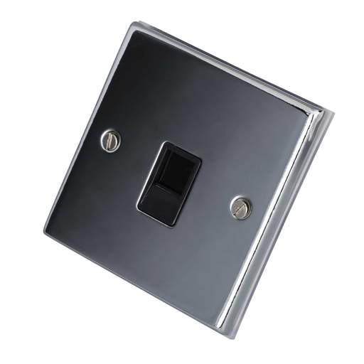LGA Selectric 7M-Pro 1 Gang RJ45 Data Socket Black Insert Polished Chrome