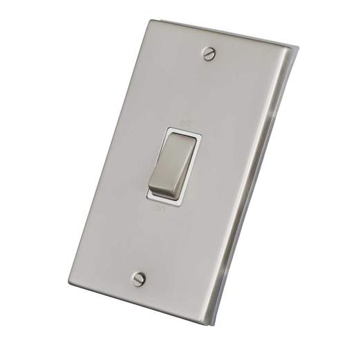 LGA Selectric 7M-Pro 45A 2 Gang DP Vertical Switch Metal / White Insert Satin Chrome