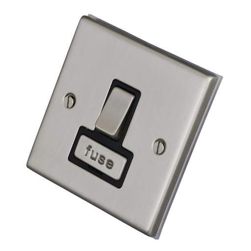 LGA Selectric 7M-Pro 13A DP Switched Fused Spur Metal / Black Insert Satin Chrome