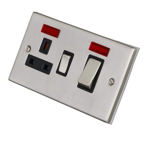 LGA Selectric 7M-Pro 45A Cooker Control Unit with Neon Metal / Black Insert Satin Chrome