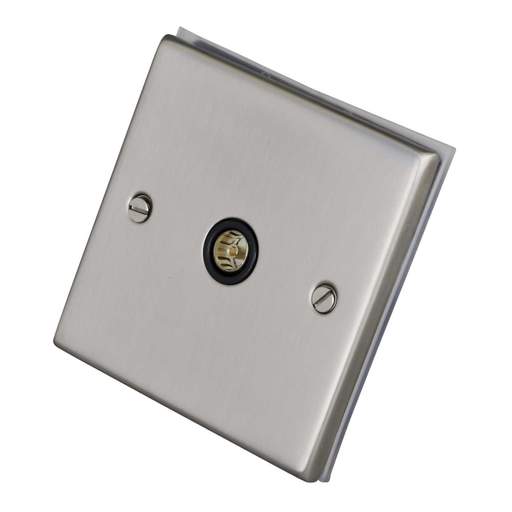 LGA Selectric 7M-Pro 1 Gang TV Socket Black Insert Satin Chrome
