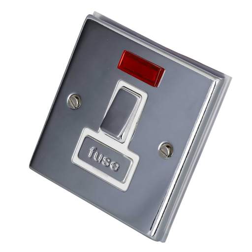 LGA Selectric 7M-Pro 13A DP Switched Fused Spur Neon Metal / White Insert Polished Chrome