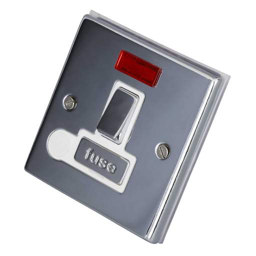 LGA Selectric 7M-Pro 13A DP Switched Spur Neon F/Outlet Metal/White Insert Polished Chrome