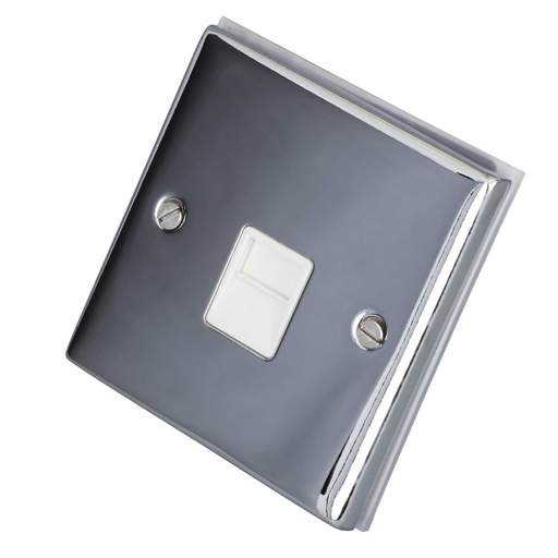LGA Selectric 7M-Pro 1 Gang Secondary Telephone Socket White Insert Polished Chrome