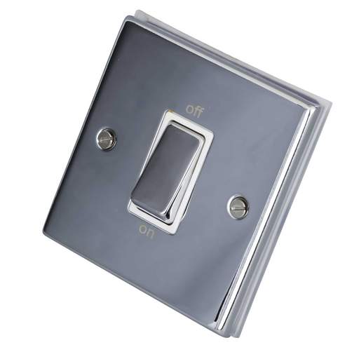 LGA Selectric 7M-Pro 45A DP 1 Gang Switch Metal / White Insert Polished Chrome