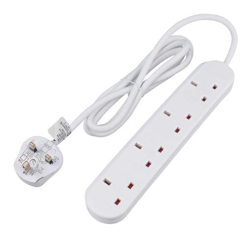 LGA Selectric 13A 2m 4 Gang Anti Surge Extension Lead with Neon White