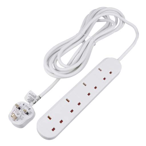 LGA Selectric 13A 5m 4 Gang Extension Lead White