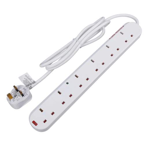 LGA Selectric 13A 2m 6 Gang Unswitched Extension Lead White