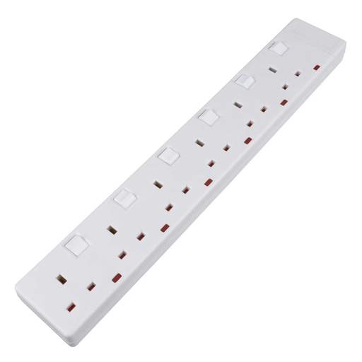 LGA Selectric 13A 6 Gang Individually Switched Trailing Socket with Neon