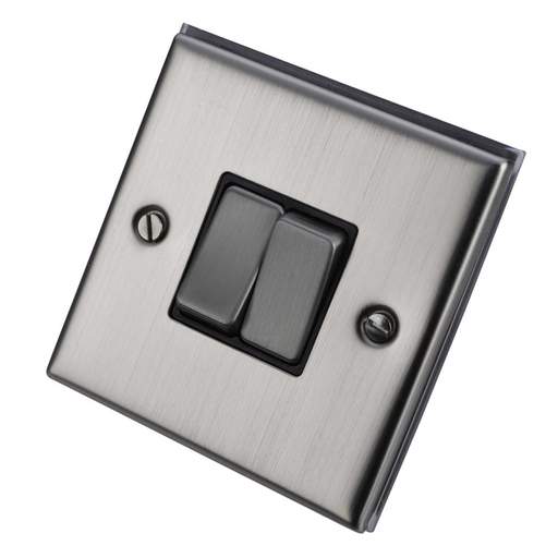 LGA Selectric 5M 10A 2 Gang 2 Way Switch Metal / Black Insert Satin Chrome