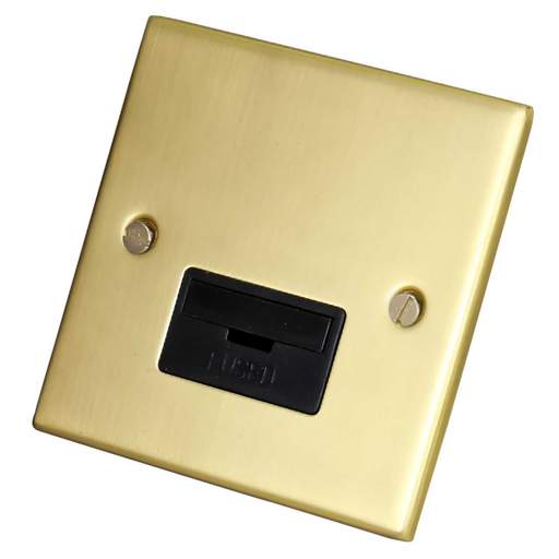 LGA Selectric 13A Unswitched Fused Spur Black Insert Satin Brass