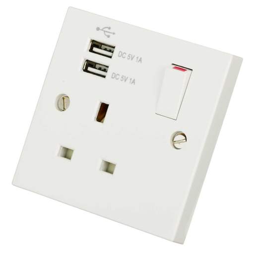 LGA Selectric 13A 1 Gang Switched Socket with Twin USB Outlets