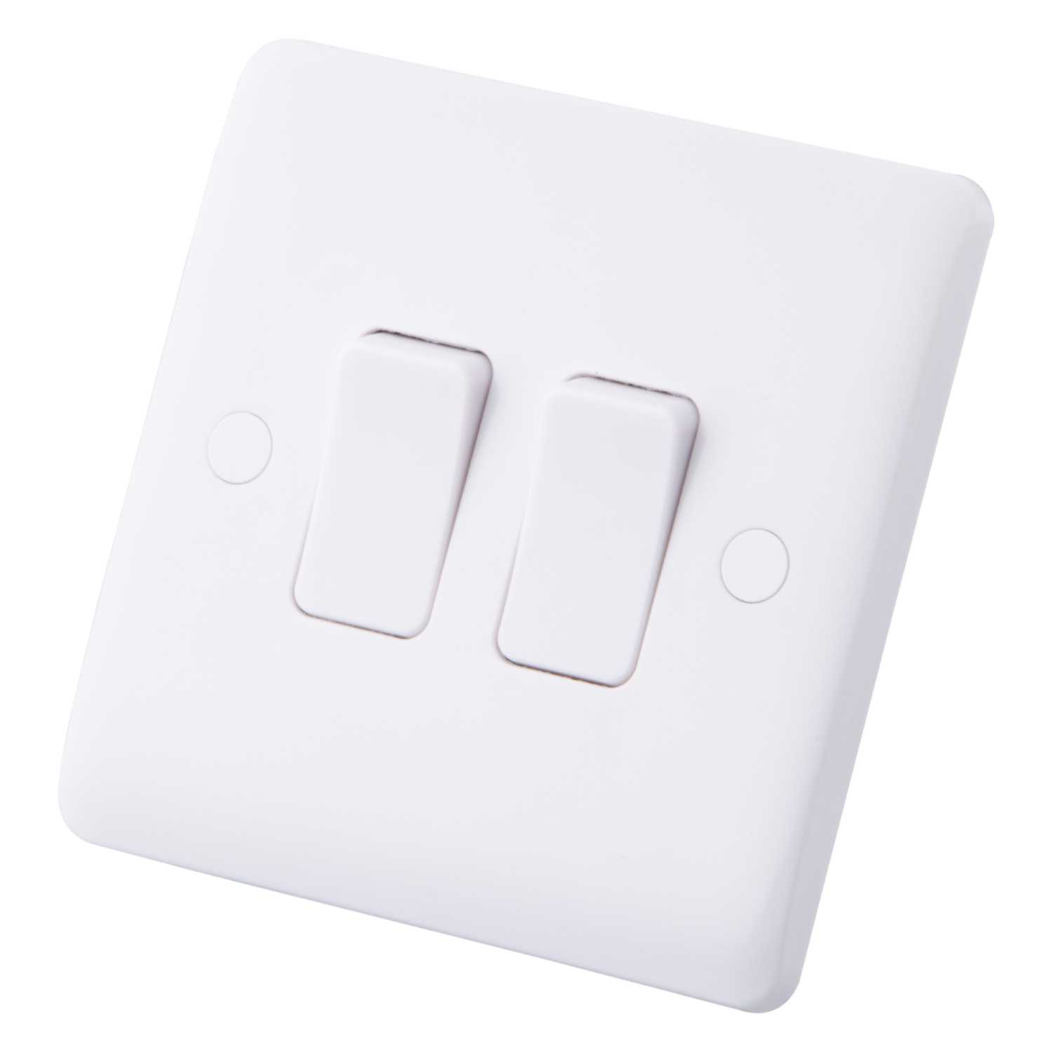 M2 Slimline 10A 2 Gang 2 Way Light Switch White 1010 003 CEF