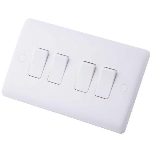 M2 Slimline 10A 4 Gang 2 Way Light Switch White