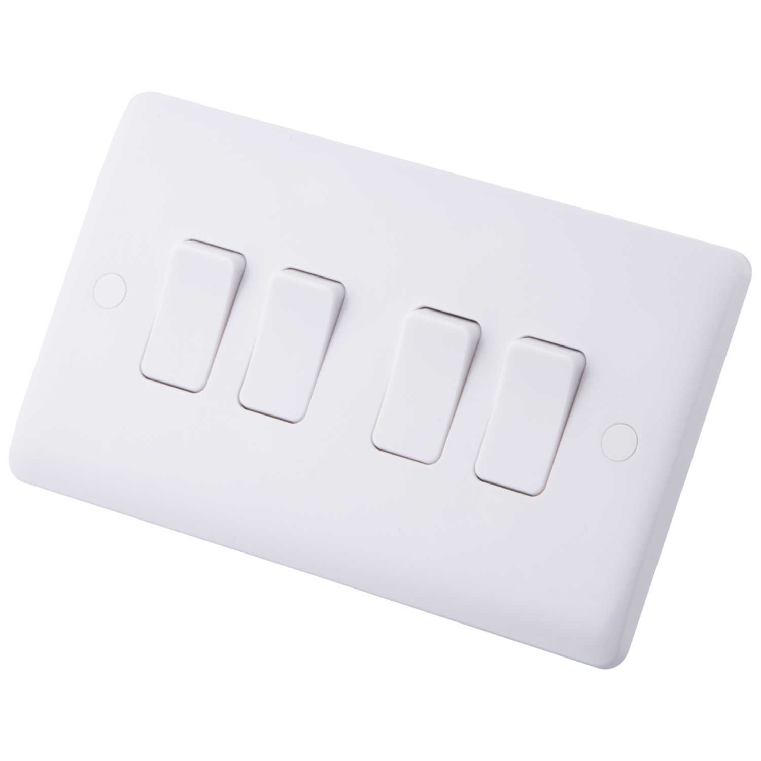M2 Slimline 10A 4 Gang 2 Way Light Switch White (1010005) CEF