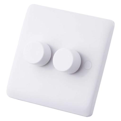 M2 Slimline 400W 2 Gang Leading Edge LED Dimmer White