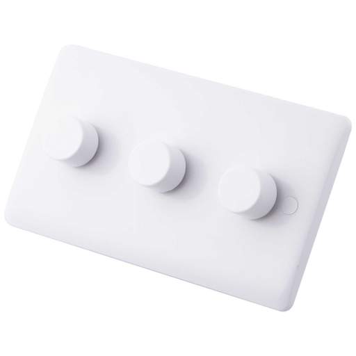M2 Slimline 400W 3 Gang Leading Edge LED Dimmer White