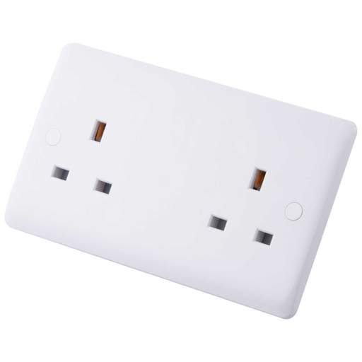 M2 Slimline 13A 2 Gang Unswitched Socket White