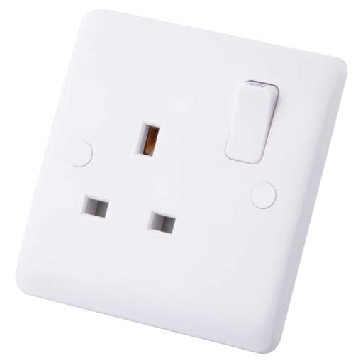 M2 Slimline 13A 1 Gang Switched Socket White