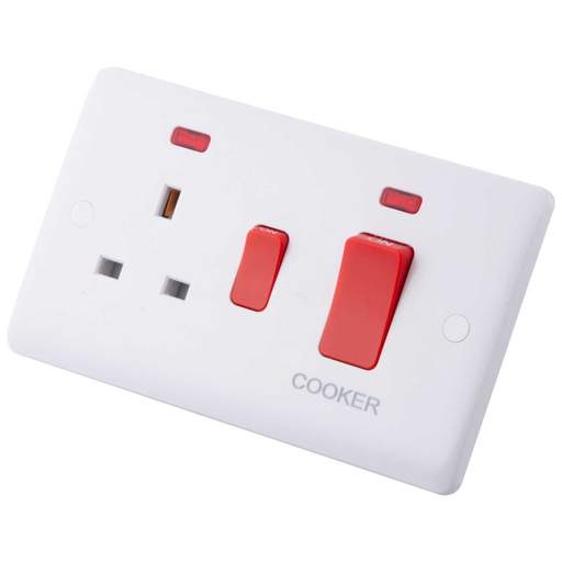 M2 Slimline 45A DP Cooker Control Unit with Neon White