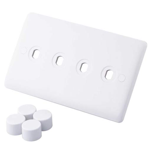 M2 Slimline 4 Gang Dimmer Switch Plate Kit White