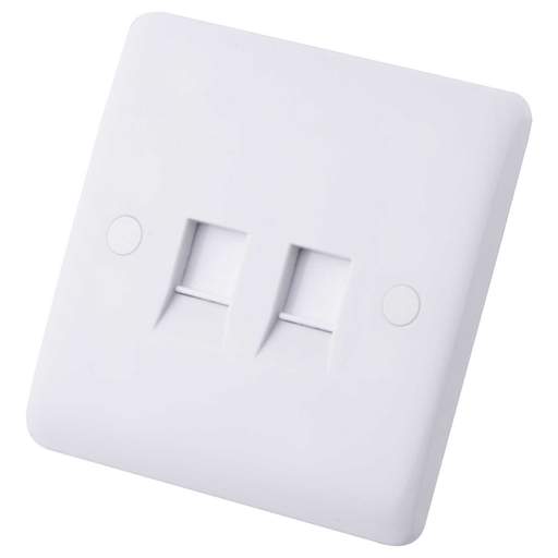 M2 Slimline 1 Gang Twin CAT5E Data Socket White