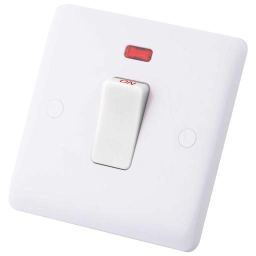 M2 Slimline 45A DP 1 Gang Switch with Neon White Rocker