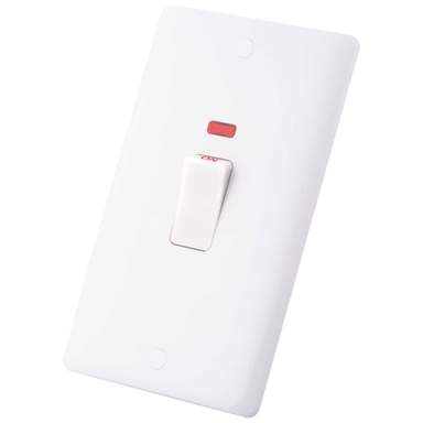 M2 Slimline 45A DP 2 Gang Switch with Neon White Rocker (1010-403) | CEF