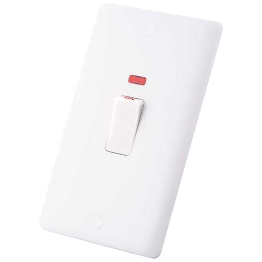 M2 Slimline 45A DP 2 Gang Switch with Neon White Rocker