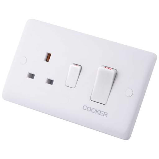M2 Slimline 45A DP Cooker Control Unit White Rockers