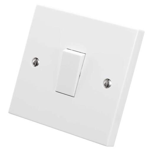 M2 Square 10A 1 Gang 1 Way Retractive Switch White