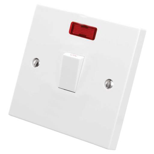 M2 Square 20A DP Switch with Neon White