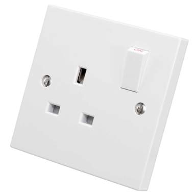 M2 Square 13A DP 1 Gang Switched Socket White (2010-103) | CEF