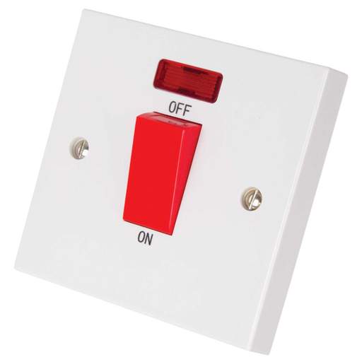 M2 Square 45A DP 1 Gang Switch Neon White