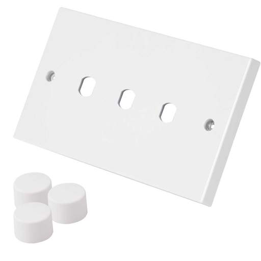M2 Square 3 Gang Dimmer Switch Plate Kit White
