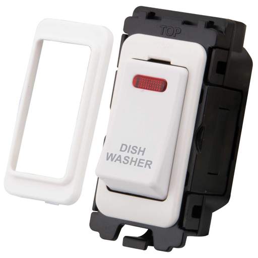 M2 Grid 20A Double Pole Grid Switch with Neon marked Dish Washer