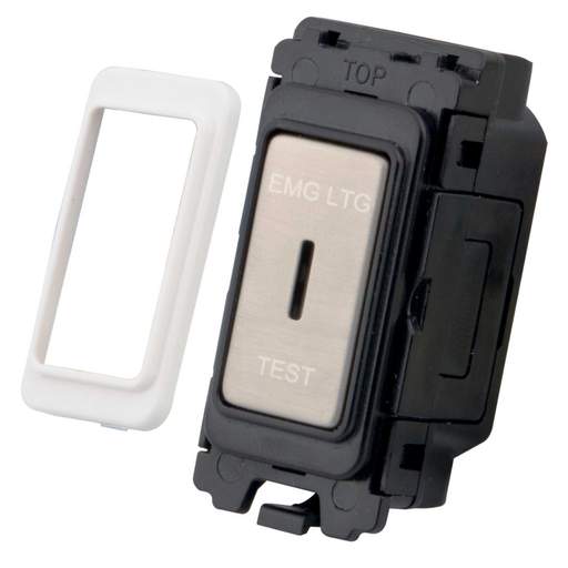 M2 Grid 20A DP 2 Way Grid Key Switch marked EMG LTG TEST Brushed Stainless Steel