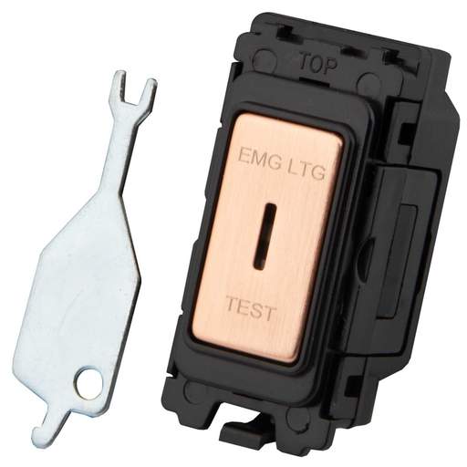 M2 Grid 20A DP 2 Way Grid Key Switch marked EMG LTG TEST Copper