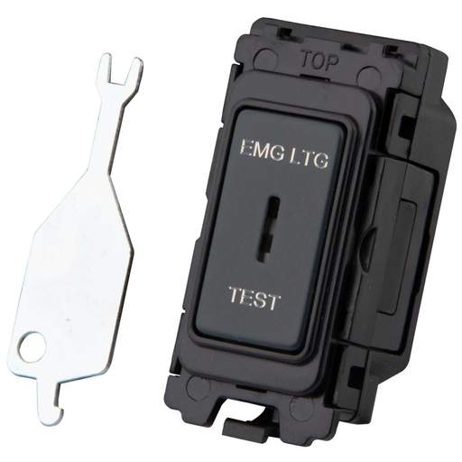 M2 Grid 20A DP 2 Way Grid Key Switch marked EMG LTG TEST Granite Blue